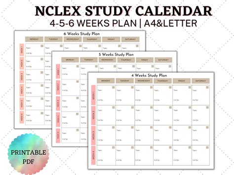 NCLEX Study Calendar