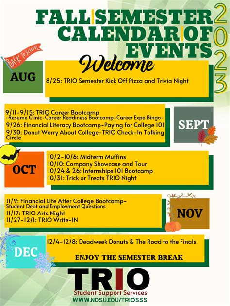 NDSU Academic Calendar Campus Events