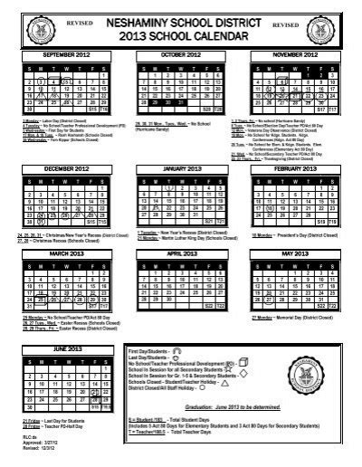 Neshaminy School District Calendar