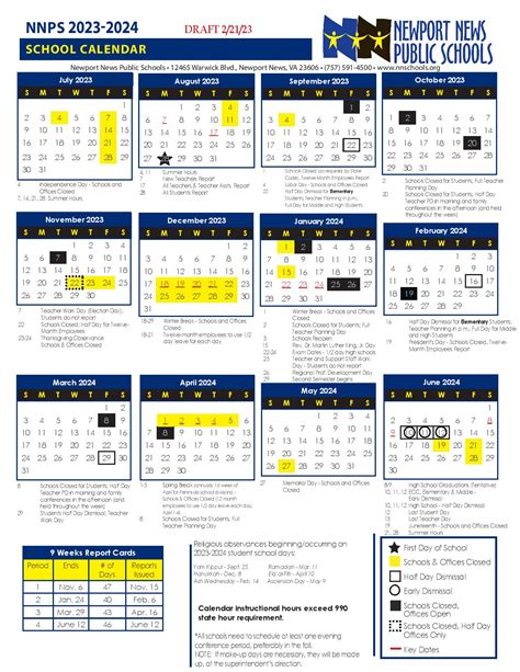 Newport News Schools Calendar Overview