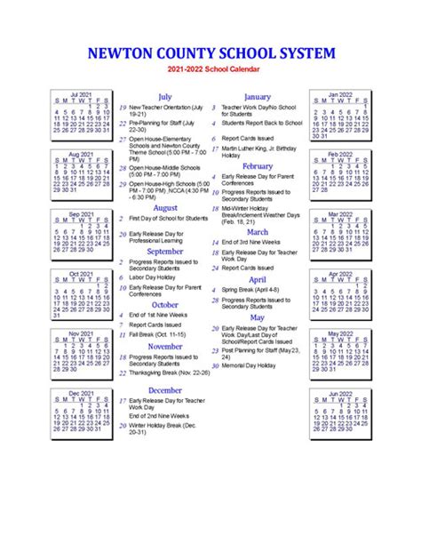 Newton County Schools Calendar Image 9