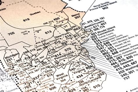 Image of a map with non-geographic area codes highlighted