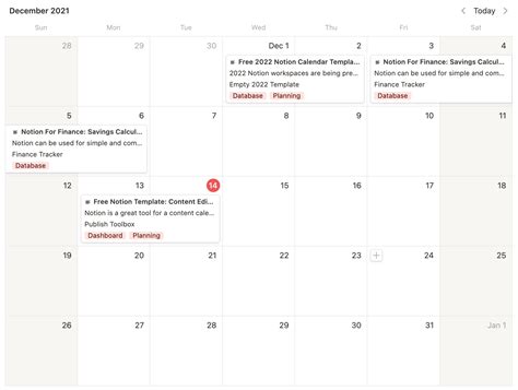 Notion Calendar Page Layout