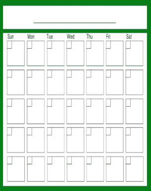 November Green Monthly Calendar