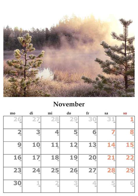 November Calendar Overview