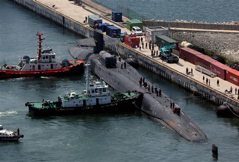 Nuclear submarine in dock