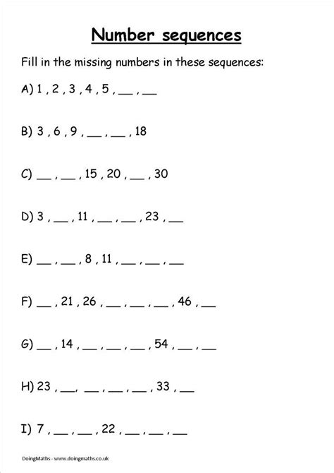 Number Sequencing Exercises