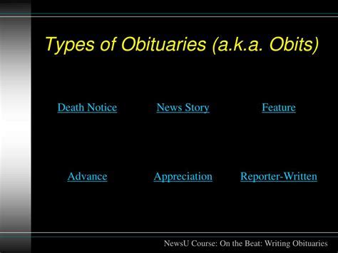 obituaries types