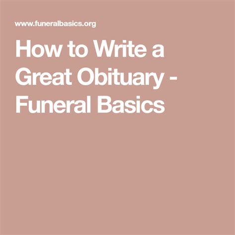 Obituary Basics