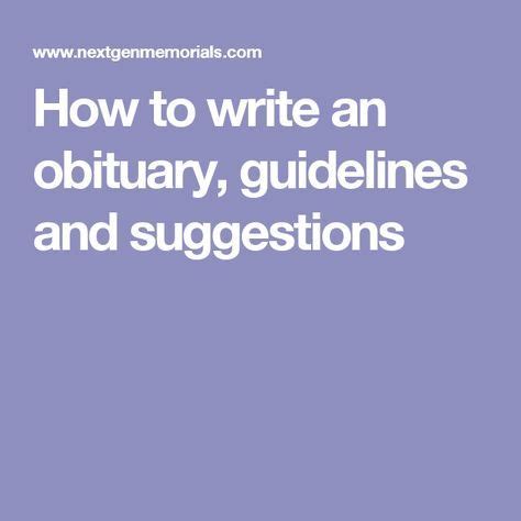 Obituary Publishing Guidelines