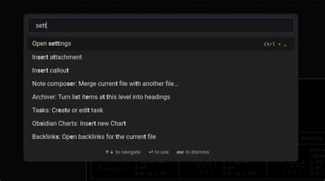 Obsidian Command Palette Settings