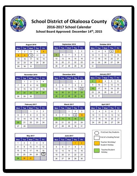 Okaloosa Schools Calendar