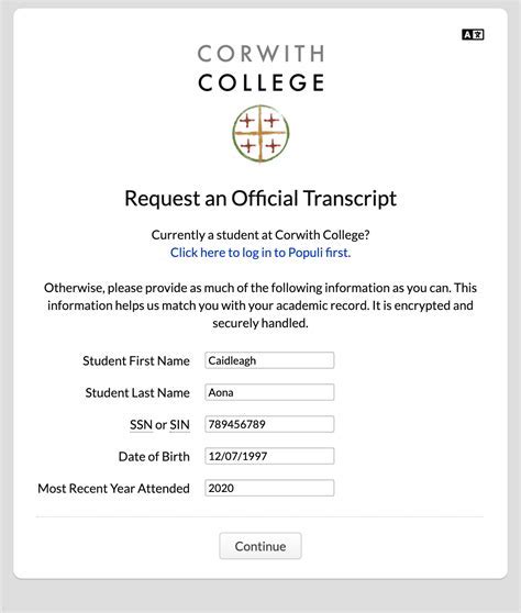 Online Transcript Request