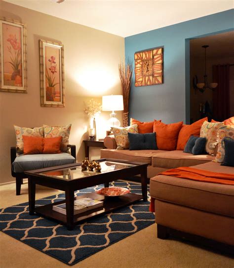 Orange Accents Blue Room