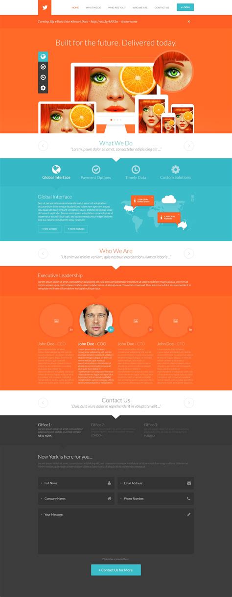 Orange and teal web design