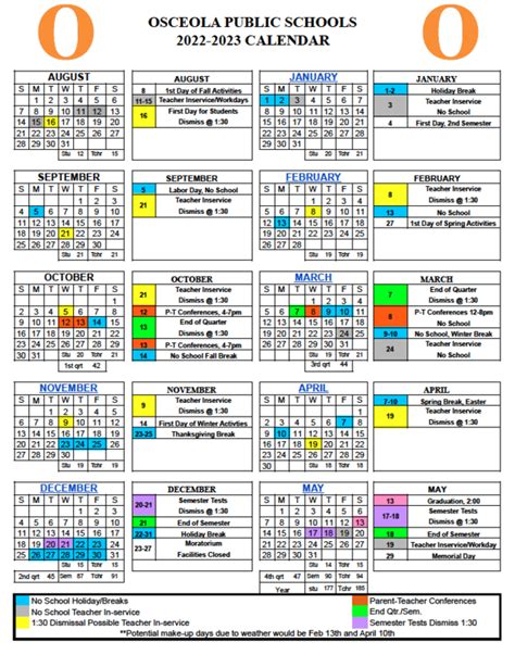 Osceola County Schools Calendar and Special Events