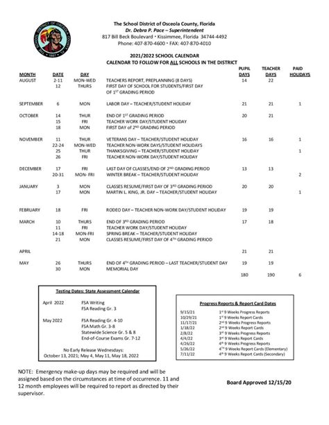 Osceola County Schools Calendar and Technology