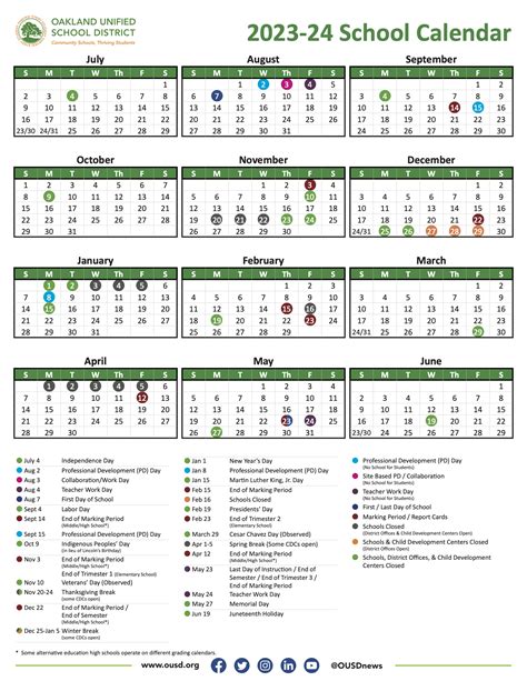 Ousd calendar overview