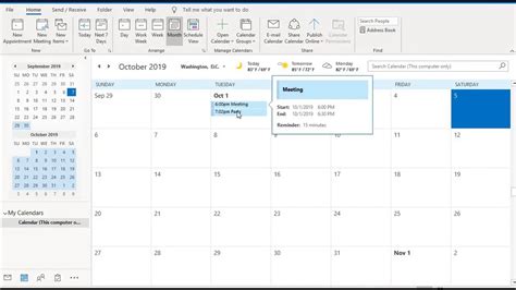 Outlook Calendar Events