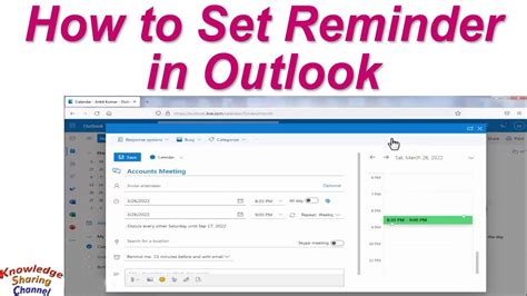 Outlook Calendar Reminders