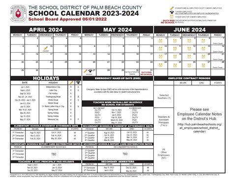 Palm Beach Schools Calendar Image 1