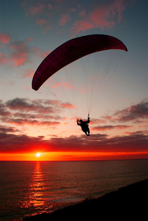 Paragliding at sunset