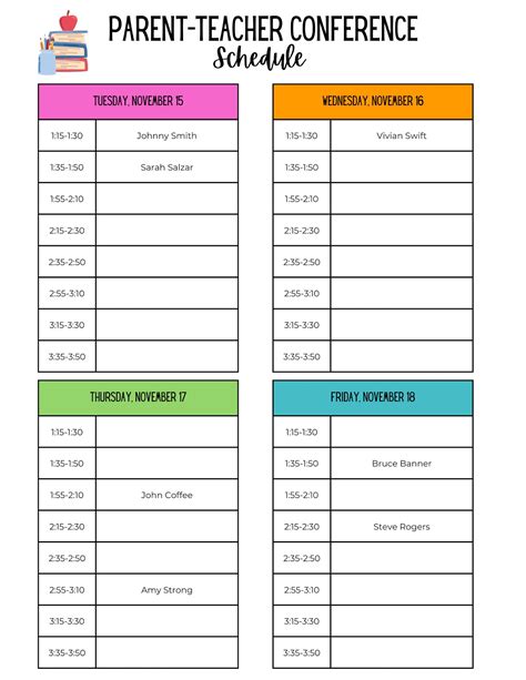 Parent-Teacher Conference Schedule