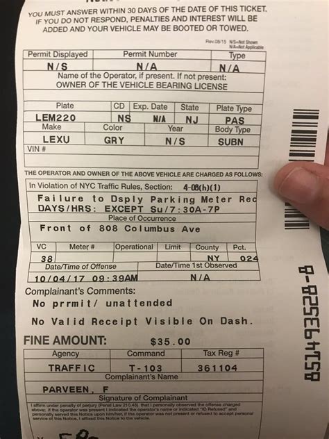 Parking tickets in NYC