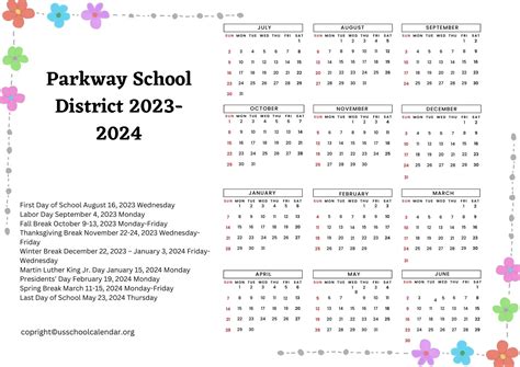 Parkway Schools Calendar Structure