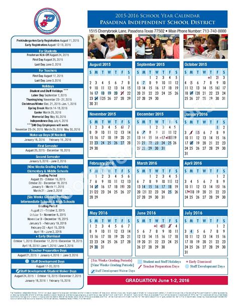 Pasadena Isd School Calendar Contact