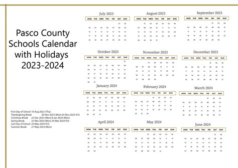 Pasco County Schools Calendar Image 10