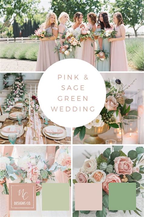 Pastel pinks and sage greens color palette