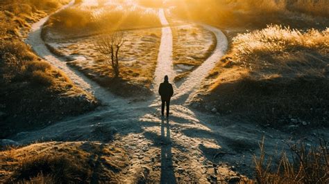 a person standing at a crossroads