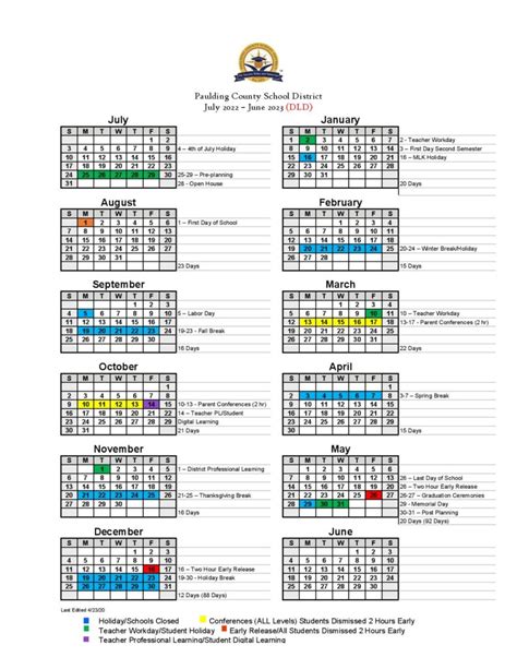 Paulding County School Calendar