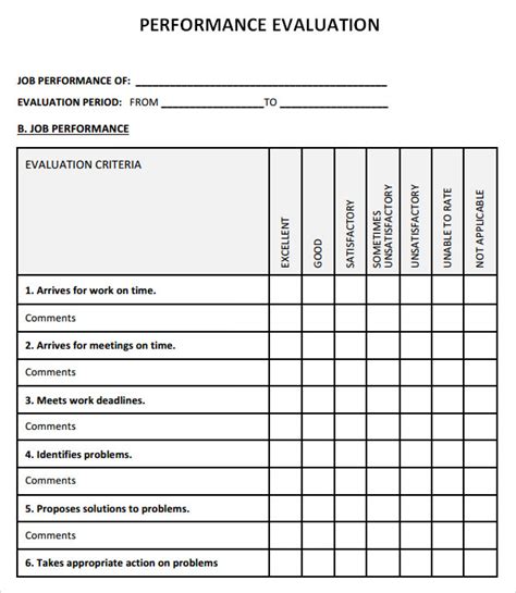 Description of Performance Evaluation Printables