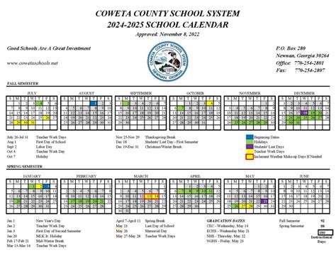 Personalized Coweta Schools Calendar