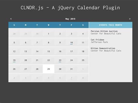 PG Calendar jQuery Plugin