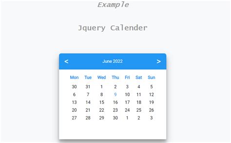 PG Calendar jQuery Plugin Example 1