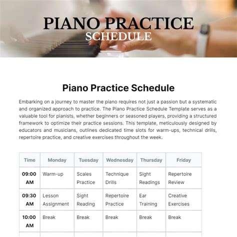 Piano Practice Schedules