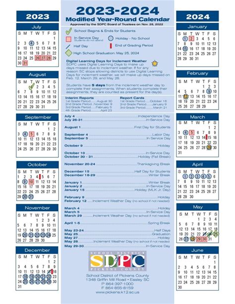 Pickens County Schools SC Calendar