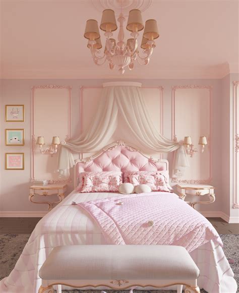 Pink and white bedroom