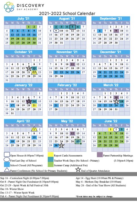 Pinkerton Academy Calendar Layout