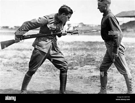 Soldier attacking with pistol-bayonet combination