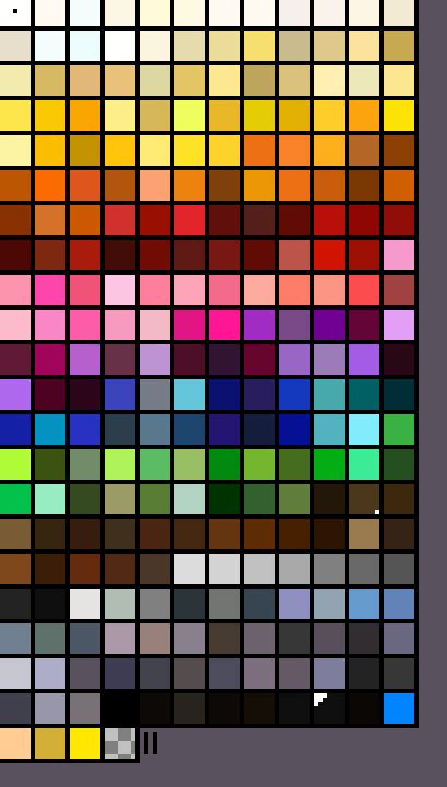 Pixel art palettes example