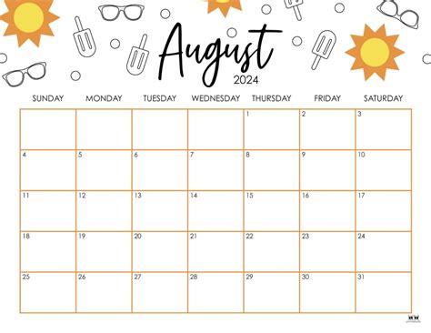 Planner August printable calendar