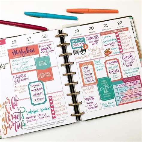 Inspiration for using a weekly planner effectively