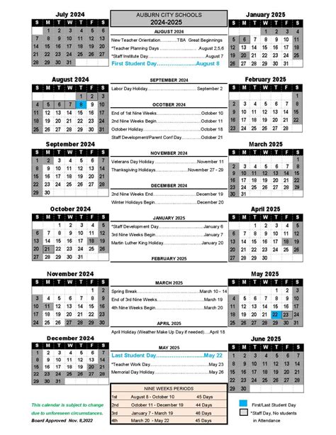 Planning with Auburn Schools Calendar