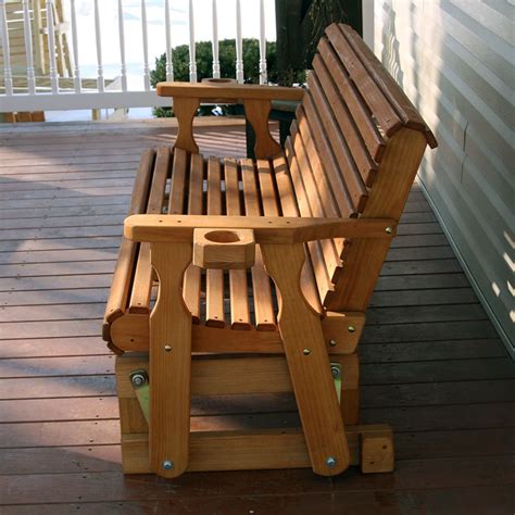 A porch glider with scenic views of nature