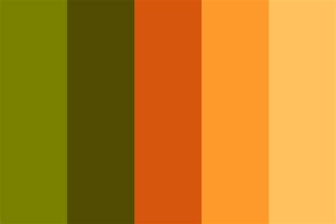 A color palette featuring shades of green and brown