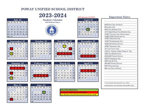 Poway USD School Calendar Overview